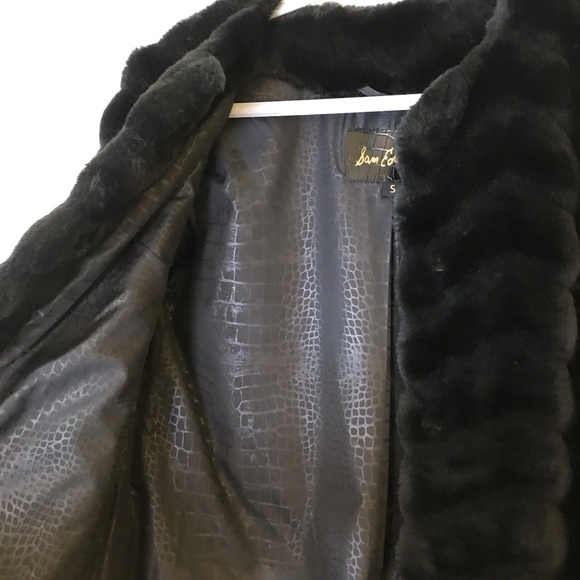 Sam Edelman Chevron Grooved Faux Fur Coat - Picture 7 of 12